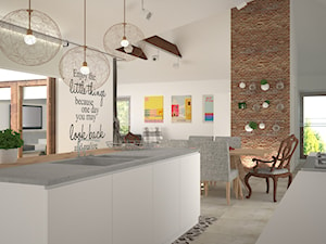 Dom w Łodzi - salon z kuchnią - zdjęcie od Kameleon - Kreatywne Studio Projektowania Wnętrz