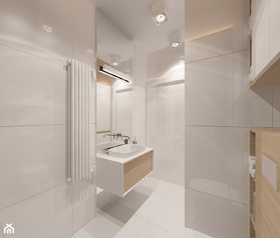 Mieszkanie Bemowo - Mała bez okna łazienka, styl nowoczesny - zdjęcie od Kameleon - Kreatywne Studio Projektowania Wnętrz
