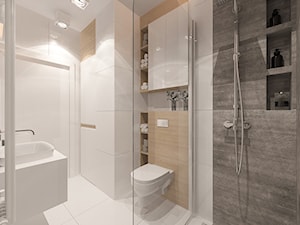 Mieszkanie Bemowo - Średnia na poddaszu bez okna łazienka, styl nowoczesny - zdjęcie od Kameleon - Kreatywne Studio Projektowania Wnętrz