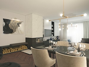 dom Drawsko Pomorskie - Duży biały salon z jadalnią, styl nowoczesny - zdjęcie od Kameleon - Kreatywne Studio Projektowania Wnętrz