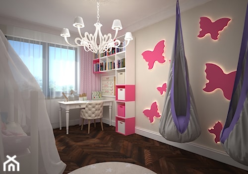 dom Drawsko Pomorskie - Średni szary z panelami tapicerowanymi pokój dziecka dla dziecka dla dziewczynki, styl nowoczesny - zdjęcie od Kameleon - Kreatywne Studio Projektowania Wnętrz