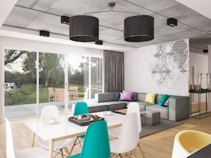 Dom Siedlce 2 - Duża szara jadalnia w salonie, styl nowoczesny - zdjęcie od Kameleon - Kreatywne Studio Projektowania Wnętrz