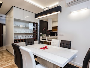 Kuchnia połączona z salonem - przegląd inspiracji - Średnia biała jadalnia jako osobne pomieszczenie, styl nowoczesny - zdjęcie od Kameleon - Kreatywne Studio Projektowania Wnętrz