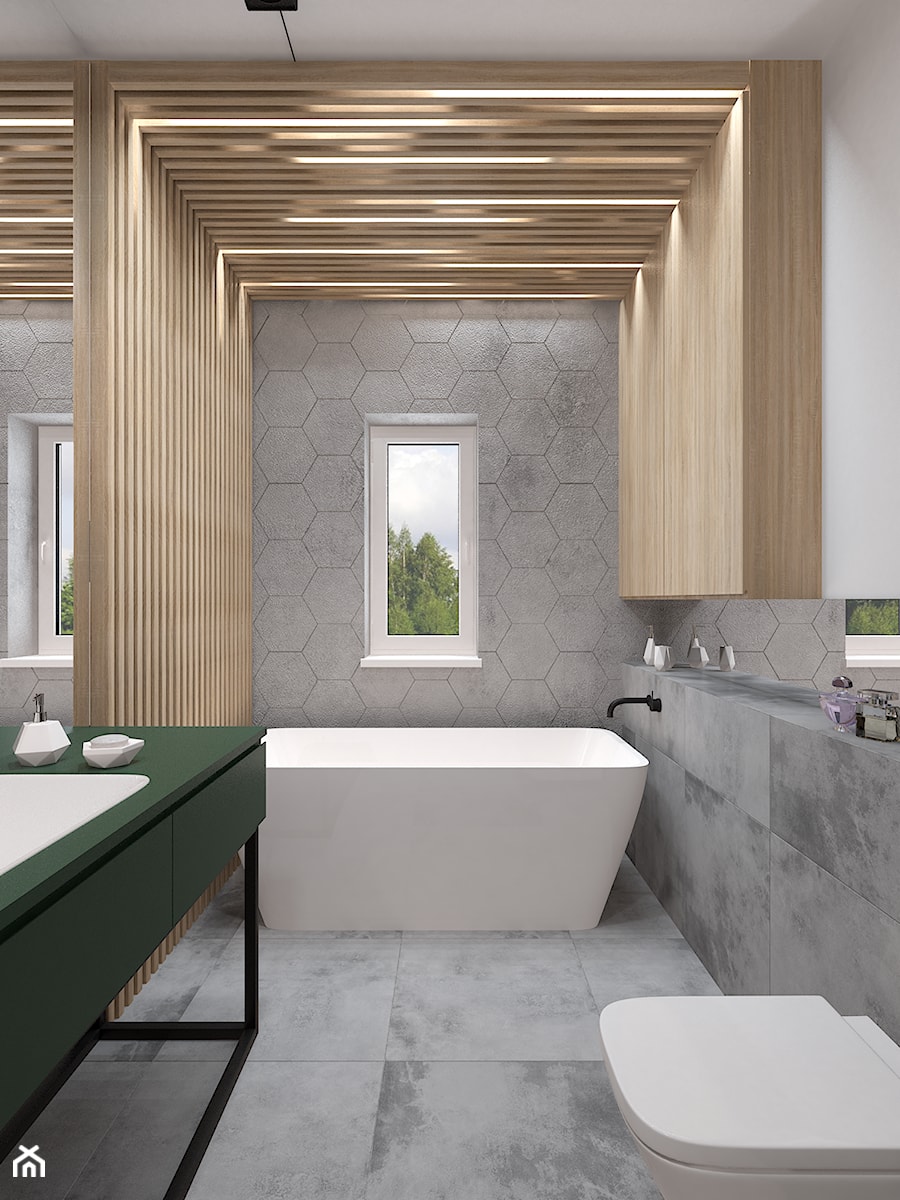 Dom Siedlce 2 - Mała łazienka z oknem, styl nowoczesny - zdjęcie od Kameleon - Kreatywne Studio Projektowania Wnętrz