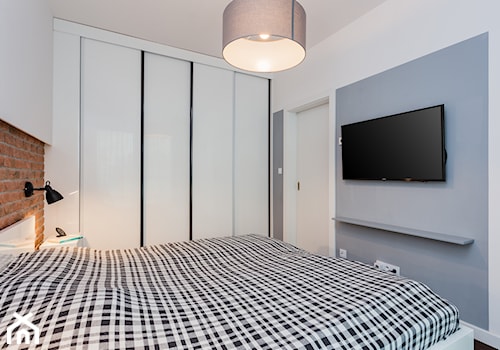 Mozarta - Średnia biała szara sypialnia, styl nowoczesny - zdjęcie od Kameleon - Kreatywne Studio Projektowania Wnętrz