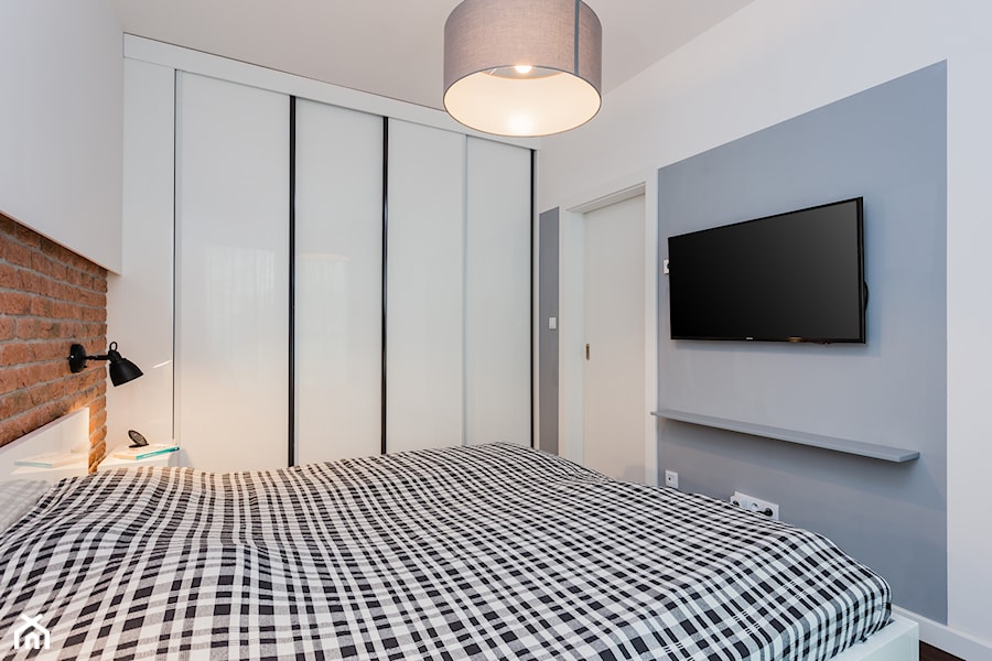 Mozarta - Średnia biała szara sypialnia, styl nowoczesny - zdjęcie od Kameleon - Kreatywne Studio Projektowania Wnętrz