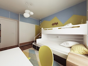 Mieszkanie Wilanów - Średni szary niebieski pokój dziecka dla dziecka dla nastolatka dla chłopca dla dziewczynki dla rodzeństwa, styl nowoczesny - zdjęcie od Kameleon - Kreatywne Studio Projektowania Wnętrz