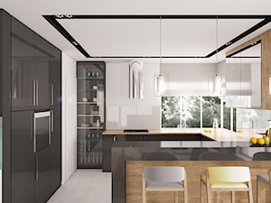 Dom Siedlce 2 - Duża otwarta z zabudowaną lodówką kuchnia w kształcie litery l z oknem, styl nowoczesny - zdjęcie od Kameleon - Kreatywne Studio Projektowania Wnętrz