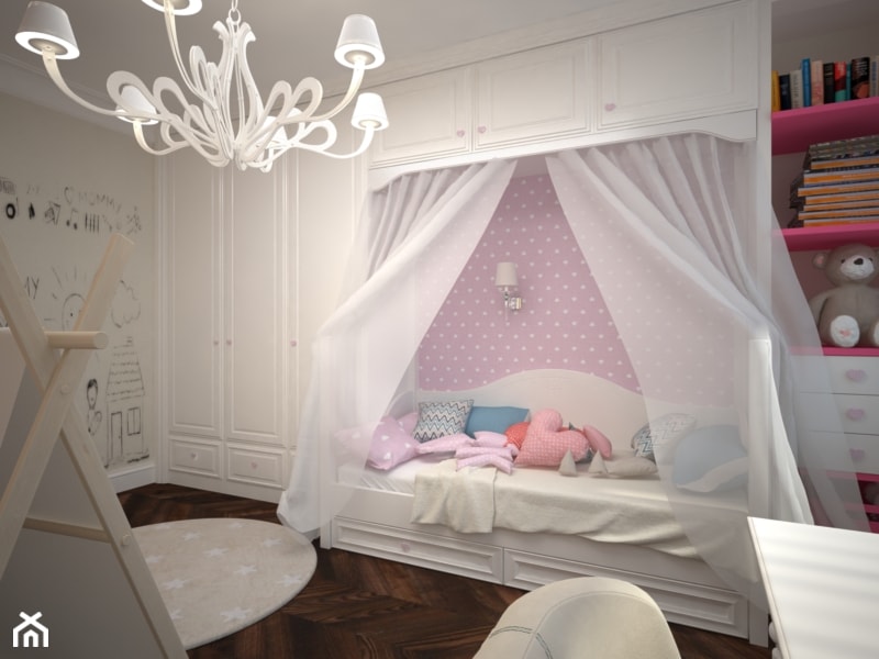 dom Drawsko Pomorskie - Średni biały pokój dziecka dla dziecka dla dziewczynki, styl nowoczesny - zdjęcie od Kameleon - Kreatywne Studio Projektowania Wnętrz