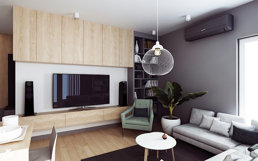 Mieszkanie Warszawa, Kabaty - Średni szary salon, styl nowoczesny - zdjęcie od Kameleon - Kreatywne Studio Projektowania Wnętrz