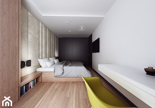 Mieszkanie Wilanów - Duża beżowa biała sypialnia, styl nowoczesny - zdjęcie od Kameleon - Kreatywne Studio Projektowania Wnętrz