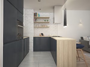 Mieszkanie Warszawa, Wola 2 - Mała otwarta z salonem biała kuchnia w kształcie litery u jednorzędowa, styl nowoczesny - zdjęcie od Kameleon - Kreatywne Studio Projektowania Wnętrz