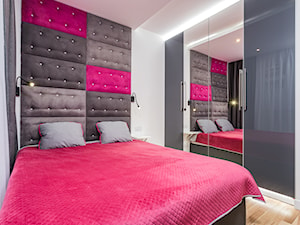 mieszkanie Ochota, Warszawa - Mała biała szara sypialnia, styl nowoczesny - zdjęcie od Kameleon - Kreatywne Studio Projektowania Wnętrz