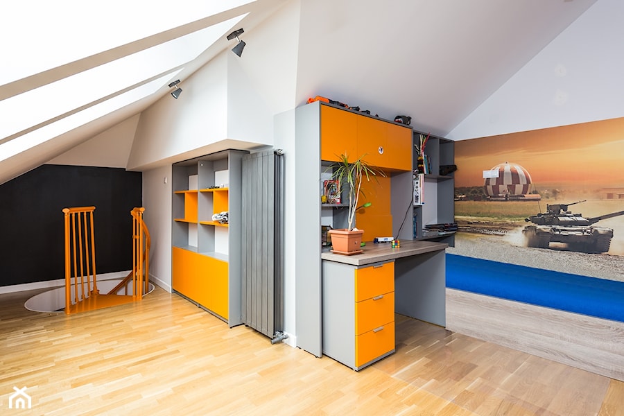 Mieszkanie, Józefów - Duży biały czarny pokój dziecka dla nastolatka dla chłopca dla dziewczynki, styl nowoczesny - zdjęcie od Kameleon - Kreatywne Studio Projektowania Wnętrz