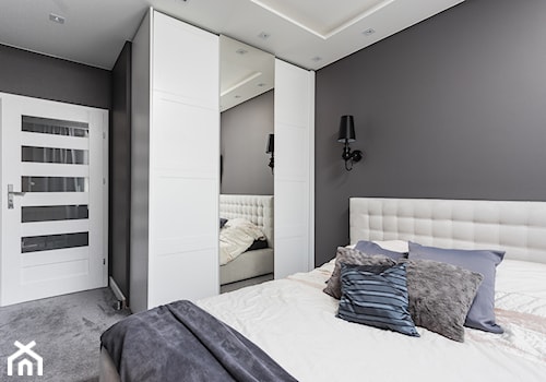 mieszkanie Warszawa, Praga - Mała szara sypialnia, styl nowoczesny - zdjęcie od Kameleon - Kreatywne Studio Projektowania Wnętrz