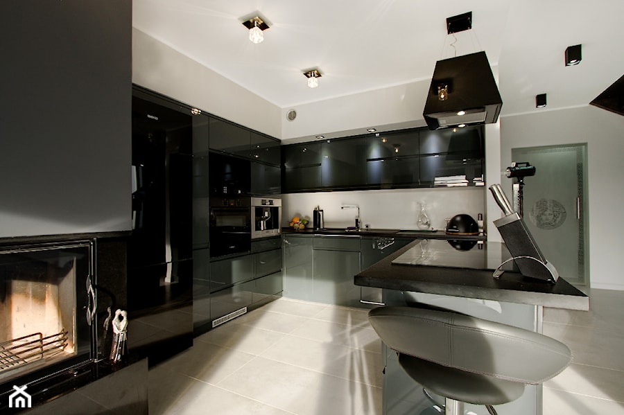 Elegancki apartament - kuchnia w szarościach - zdjęcie od Kameleon - Kreatywne Studio Projektowania Wnętrz