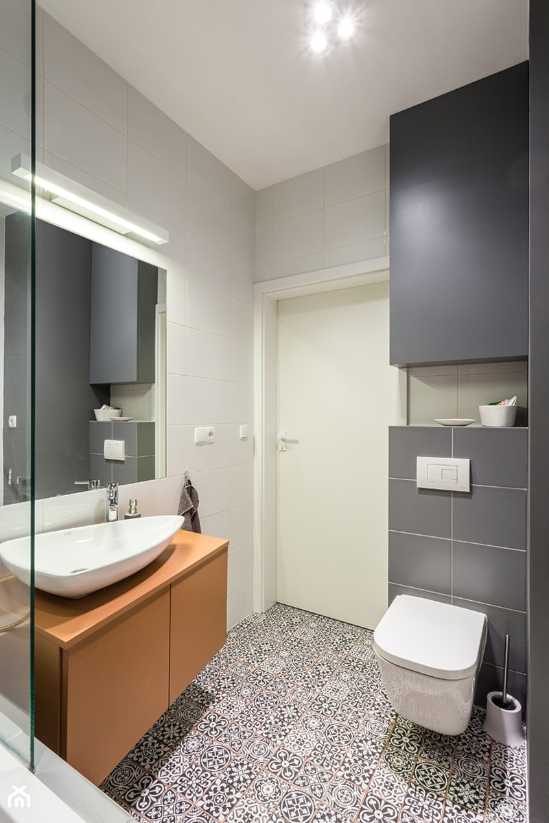 mieszkanie, Warszawa, Włochy - Mała bez okna łazienka, styl nowoczesny - zdjęcie od Kameleon - Kreatywne Studio Projektowania Wnętrz