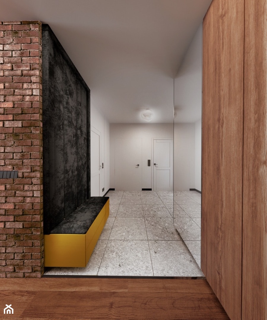 Mieszkanie Wilanów - Duży biały czarny hol / przedpokój, styl nowoczesny - zdjęcie od Kameleon - Kreatywne Studio Projektowania Wnętrz