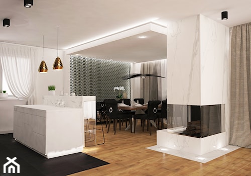 Rezydencja pod Wrocławiem - Średnia biała jadalnia jako osobne pomieszczenie, styl glamour - zdjęcie od BlueCat Studio
