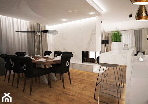 Rezydencja pod Wrocławiem - Duża biała jadalnia jako osobne pomieszczenie, styl glamour - zdjęcie od BlueCat Studio