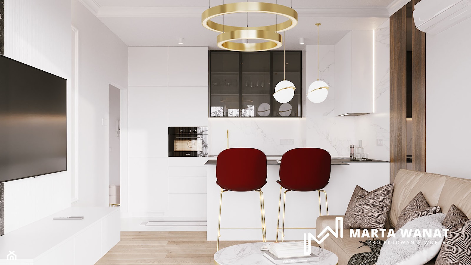Mieszkanie glamour - Kuchnia, styl glamour - zdjęcie od Marta Wanat Projektowanie wnętrz - Homebook