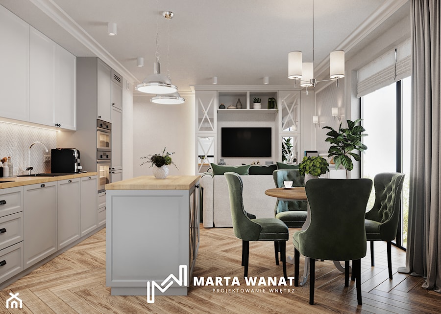 Eleganckie mieszkanie w stylu New Hamptons - Salon, styl tradycyjny - zdjęcie od Marta Wanat Projektowanie wnętrz