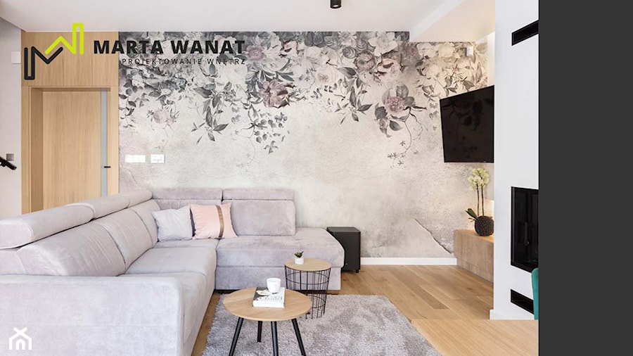 Dom pod Krakowem - Mały czarny szary salon, styl nowoczesny - zdjęcie od Marta Wanat Projektowanie wnętrz