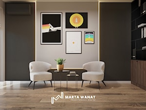 Eleganckie mieszkanie w ciemnych barwach - Biuro, styl nowoczesny - zdjęcie od Marta Wanat Projektowanie wnętrz