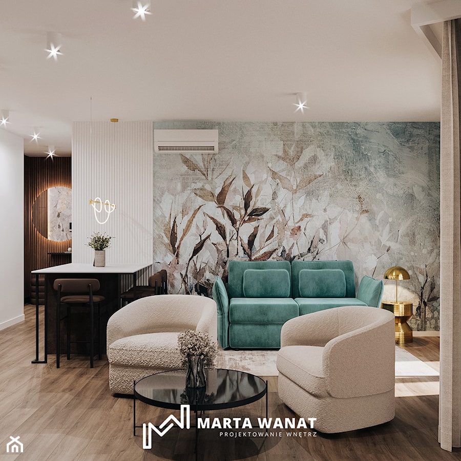 Eleganckie mieszkanie na wynajem - Salon, styl glamour - zdjęcie od Marta Wanat Projektowanie wnętrz