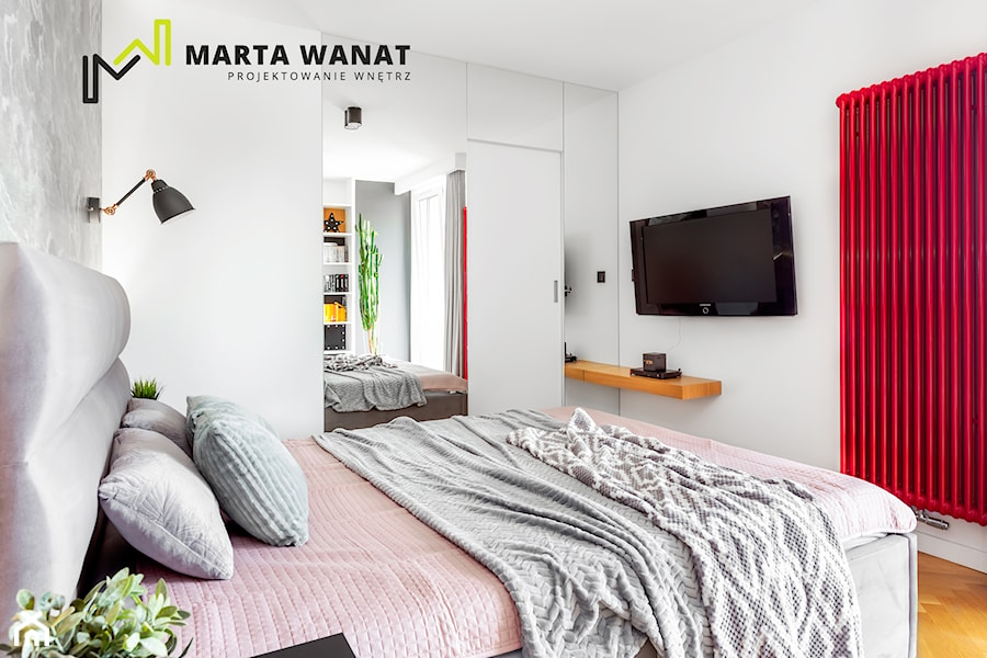 Mieszkanie w centrum Krakowa - Średnia biała szara sypialnia, styl nowoczesny - zdjęcie od Marta Wanat Projektowanie wnętrz
