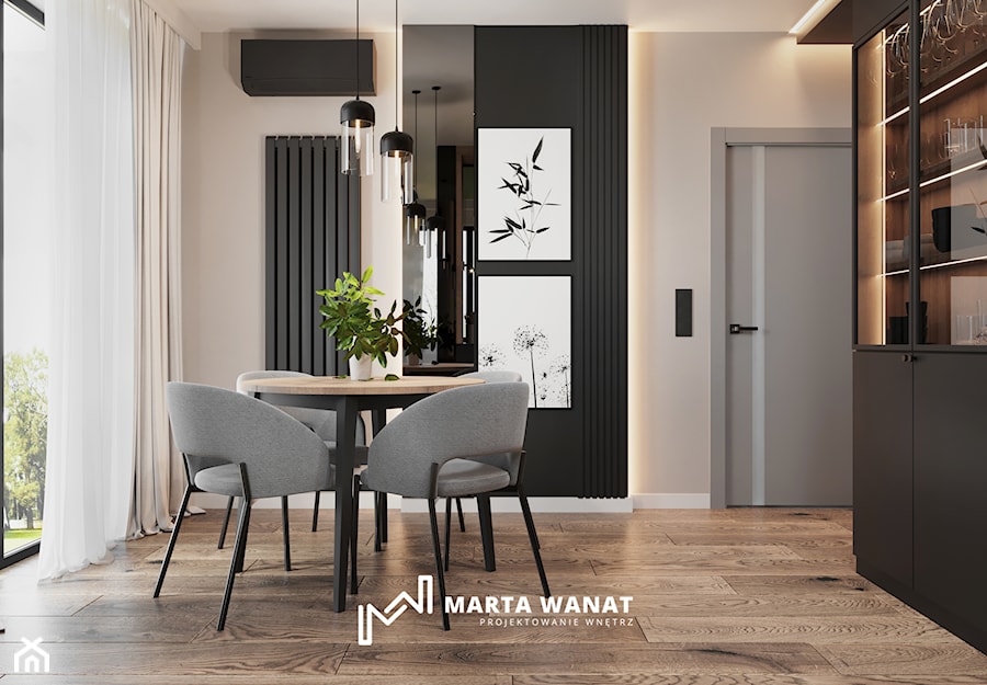 Eleganckie mieszkanie w ciemnych barwach - Salon, styl nowoczesny - zdjęcie od Marta Wanat Projektowanie wnętrz