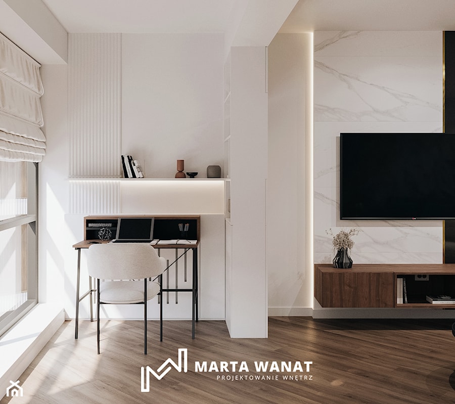 Eleganckie mieszkanie na wynajem - Biuro, styl glamour - zdjęcie od Marta Wanat Projektowanie wnętrz