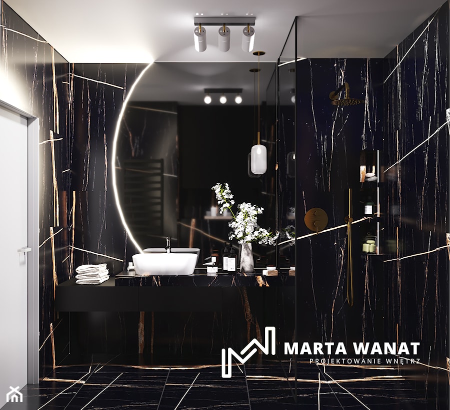Współczesna elegancja - Łazienka, styl glamour - zdjęcie od Marta Wanat Projektowanie wnętrz
