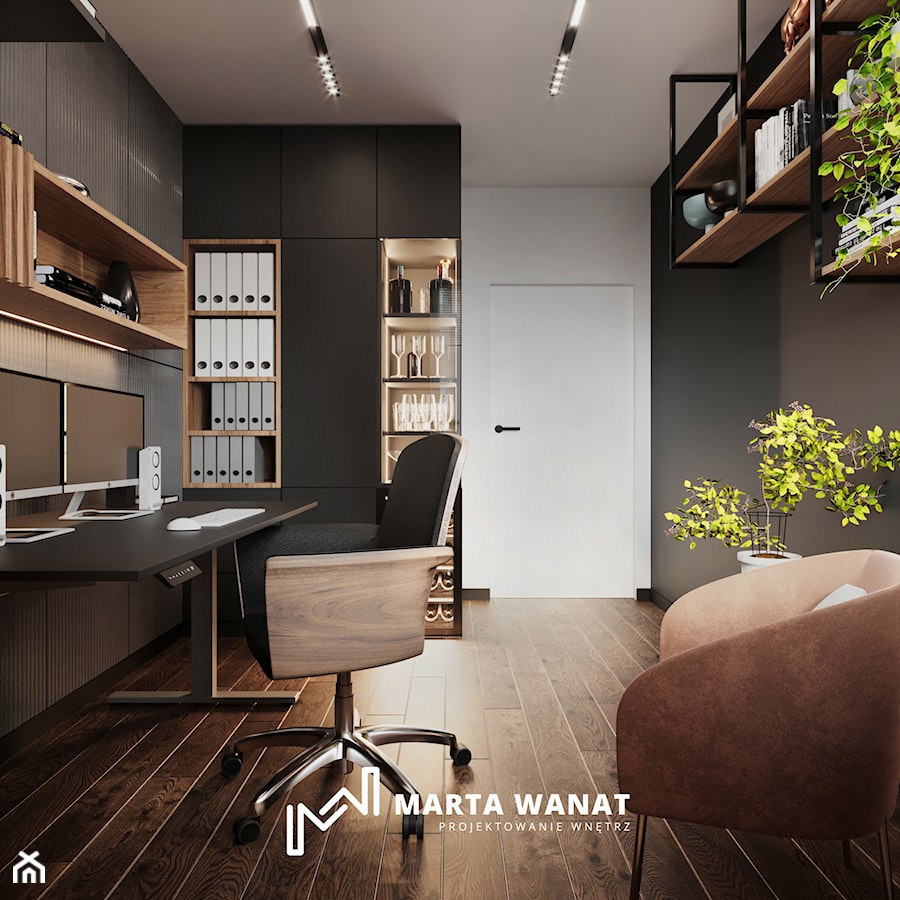 Apartament w stylu Glamour - Biuro, styl glamour - zdjęcie od Marta Wanat Projektowanie wnętrz