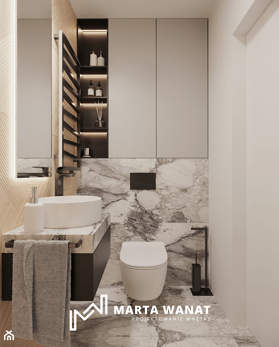 Projekty indywidualne łazienek - Łazienka, styl glamour - zdjęcie od Marta Wanat Projektowanie wnętrz