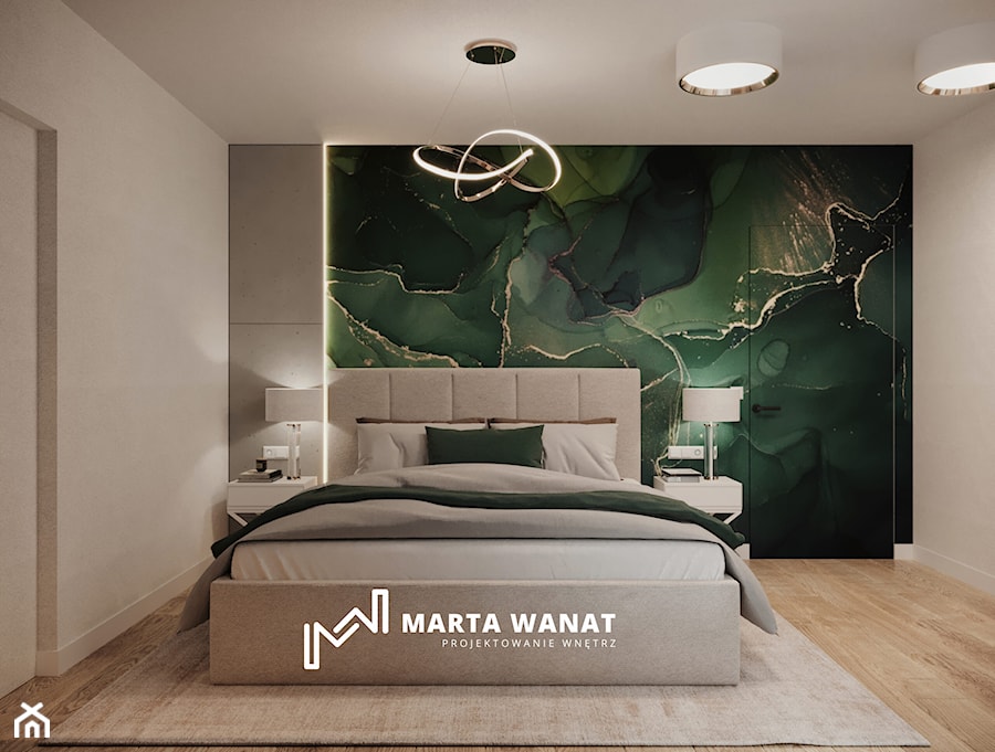Projekt wnętrza dla rodziny - Sypialnia, styl nowoczesny - zdjęcie od Marta Wanat Projektowanie wnętrz