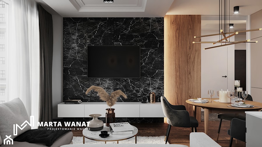 Apartament w stylu Glamour - Salon, styl glamour - zdjęcie od Marta Wanat Projektowanie wnętrz