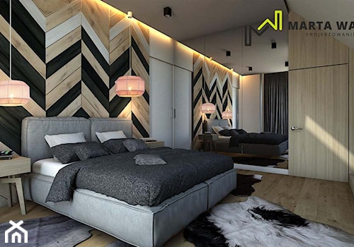 Dom w stylu górskim - Duża beżowa biała sypialnia na poddaszu, styl rustykalny - zdjęcie od Marta Wanat Projektowanie wnętrz