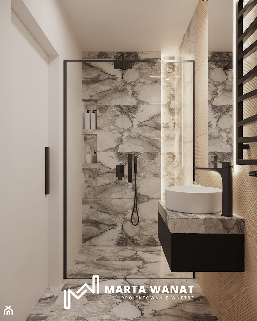 Projekty indywidualne łazienek - Łazienka, styl nowoczesny - zdjęcie od Marta Wanat Projektowanie wnętrz