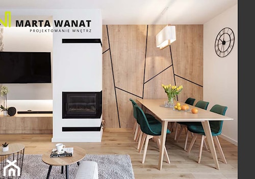 Dom pod Krakowem - Średni czarny szary salon z jadalnią, styl glamour - zdjęcie od Marta Wanat Projektowanie wnętrz