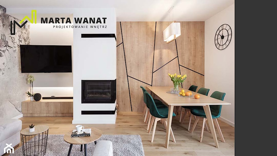 Dom pod Krakowem - Średni czarny szary salon z jadalnią, styl glamour - zdjęcie od Marta Wanat Projektowanie wnętrz