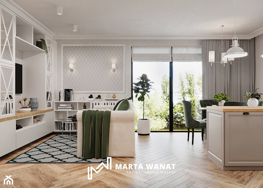 Eleganckie mieszkanie w stylu New Hamptons - Salon, styl tradycyjny - zdjęcie od Marta Wanat Projektowanie wnętrz