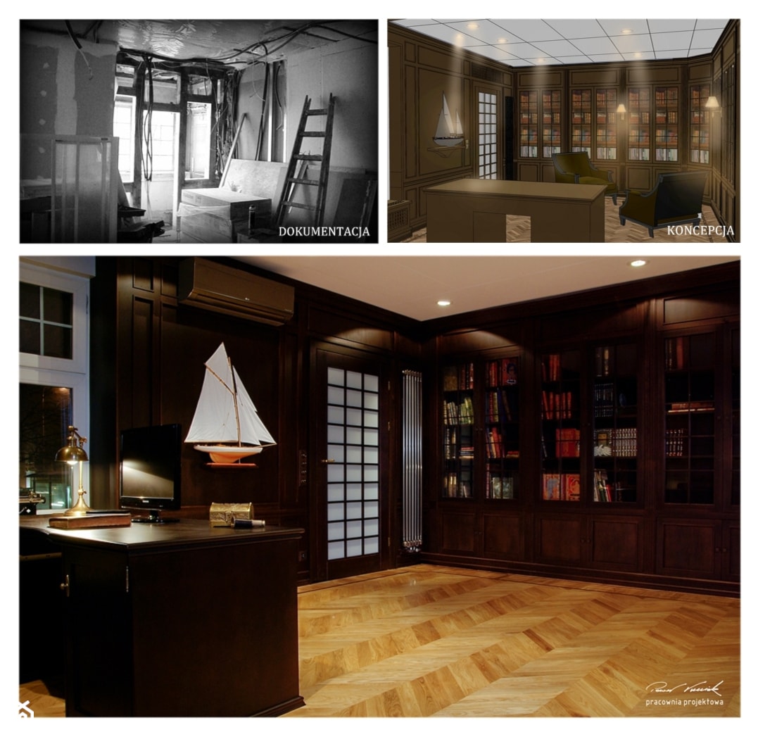 Realizacja klasycznego gabinetu & Zehnder Charleston - zdjęcie od 3 projekt - Paweł Trzeciak - architekt - architekt wnętrz - Homebook