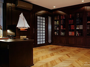 Realizacja klasycznego gabinetu & Zehnder Charleston - Duże czarne biuro, styl tradycyjny - zdjęcie od 3 projekt - Paweł Trzeciak - architekt - architekt wnętrz