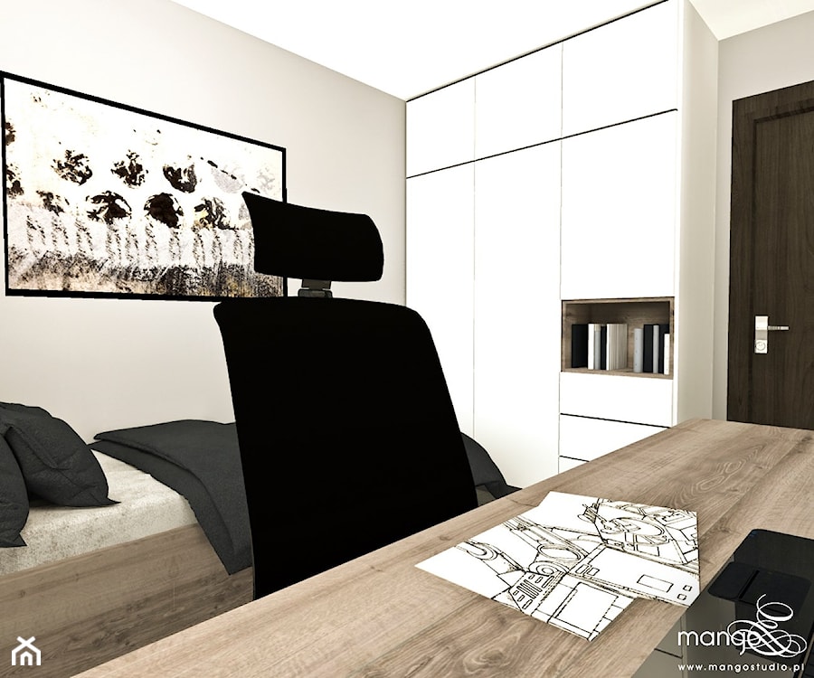 MIESZKANIE DLA RODZINY - Średnia szara z biurkiem sypialnia, styl nowoczesny - zdjęcie od MANGO STUDIO - projekty wnętrz & wykonawstwo "POD KLUCZ" - ZASTĘPSTWO INWESTORSKIE - projekty wnętrz HoReCa - konsultacje