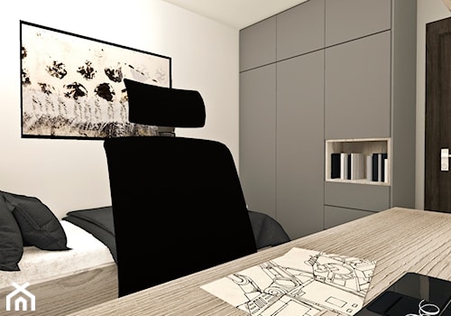 MIESZKANIE DLA RODZINY - Mała biała z biurkiem sypialnia, styl nowoczesny - zdjęcie od MANGO STUDIO - projekty wnętrz & wykonawstwo "POD KLUCZ" - ZASTĘPSTWO INWESTORSKIE - projekty wnętrz HoReCa - konsultacje