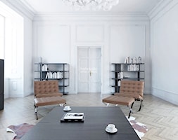 Niepowtarzalny klimat kamienicy - Średni biały salon z bibiloteczką, styl tradycyjny - zdjęcie od HoH studio - Homebook