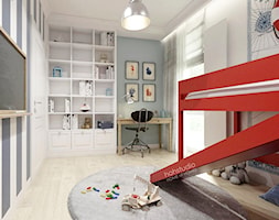 Rodzinny dom w Warszawie - Średni biały szary pokój dziecka dla dziecka dla nastolatka dla chłopca d ... - zdjęcie od HoH studio - Homebook