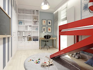 Rodzinny dom w Warszawie - Średni biały szary pokój dziecka dla dziecka dla nastolatka dla chłopca dla dziewczynki, styl tradycyjny - zdjęcie od HoH studio