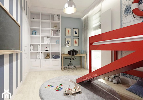 Rodzinny dom w Warszawie - Średni biały szary pokój dziecka dla dziecka dla nastolatka dla chłopca dla dziewczynki, styl tradycyjny - zdjęcie od HoH studio